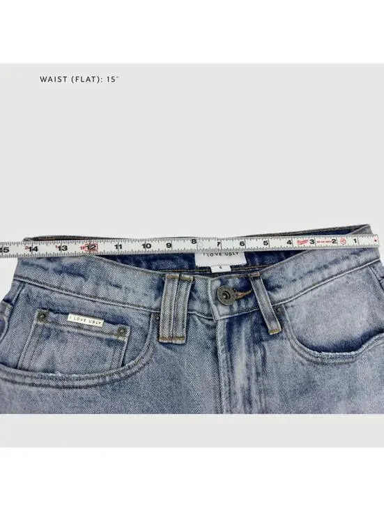 I Love Ugly Cropped 90s Denim Jeans Light Blue Wash Size S - Picture 7 of 9